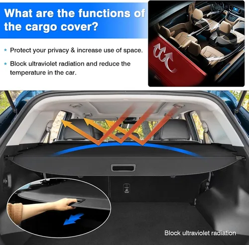 Miniatura 4 de Powerty Cubierta de Carga para Accesorios Kia Sportage 2023-2025 2026, Textura de Lona Cubierta Retráctil para Maletero Trasero de Carga de Equipaje
