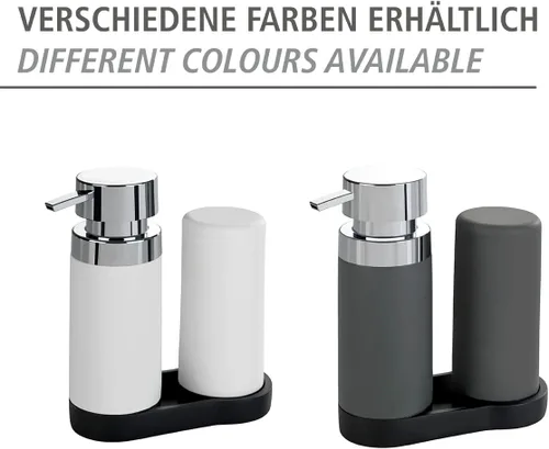 Miniatura 6 de WENKO Estación dispensadora de jabón para platos para fregadero de cocina, botella exprimible para lavar líquidos y jabón de manos, botellas Blanco