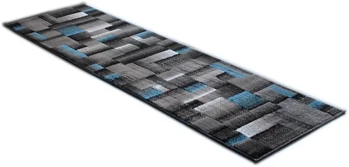 Miniatura 8 de Masada Rugs, Alfombra de pasillo moderna y contemporánea, azul, gris y negro (2 x 7 pies), alfombra de pasillo, alfombra de cocina, tapete de baño