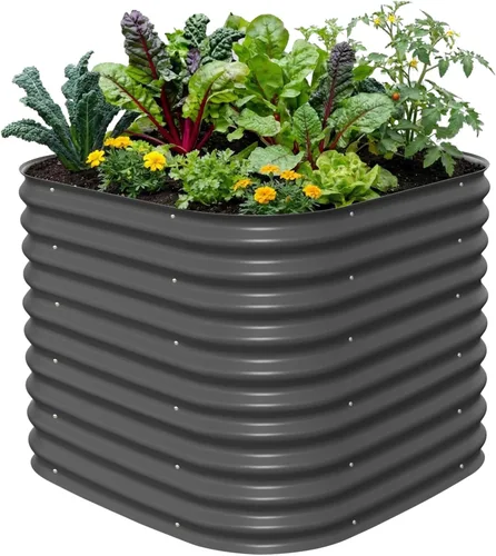 Miniatura 17 de Vego garden Jardinera elevada redonda de 32 pulgadas de alto y 42 pulgadas para jardín, para verduras, flores, patio, gris moderno