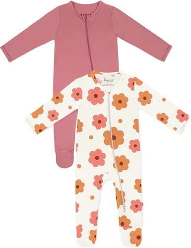 Miniatura 12 de Jimonda Pijama de bambú para bebé, unisex, para niños y niñas, de una pieza, manga larga, cierre de cremallera de 2 vías, mameluco