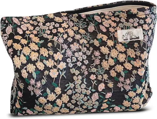 HAPPYHEIDI Bolsa de maquillaje estética para mujer con compartimento para accesorios con cremallera para cosméticos, viajes, organizador de bolsos,