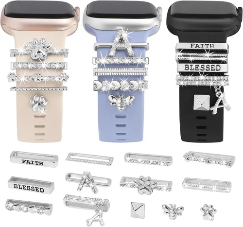 Miniatura 9 de 13 Pack de dijes para reloj Compatible con correas de Apple Watch/Samsung Galaxy/Google Pixel/Fitbit Versa/Sense, bucles de metal para iWatch Series