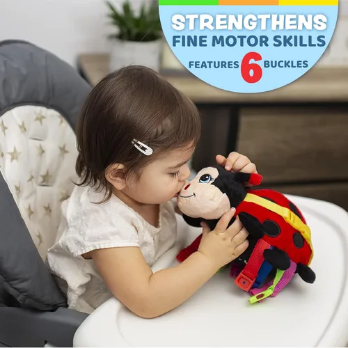 Miniatura 2 de Buckle Toys - Becky Ladybug - Juguete de procesamiento sensorial de actividad de aprendizaje Montessori - Desarrolla habilidades motoras