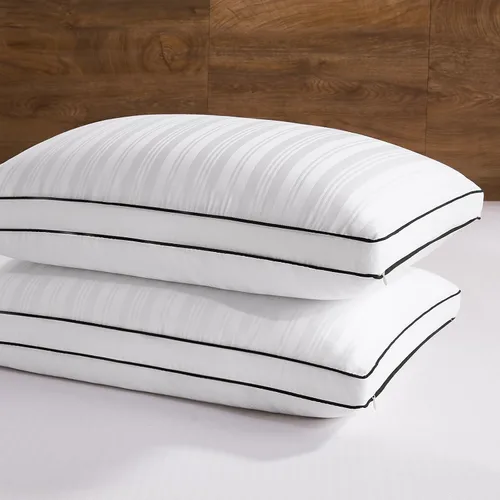 downluxe - Almohadas de plumas de ganso y plumón - Juego de 2 almohadas con refuerzo de colección hotelera para dormir de espaldas, boca abajo o de