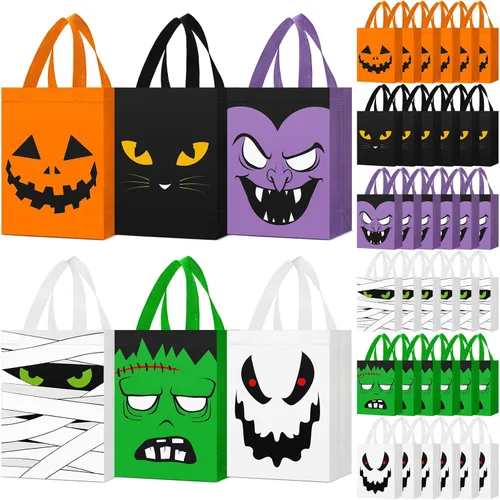 Miniatura 12 de Locmeo 24 bolsas de recuerdo de fiesta con asas reutilizables no tejidas para dulces, bolsas de regalo para niñas y niños, cumpleaños, baby shower