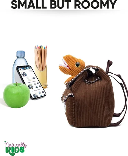 Miniatura 6 de Naturally KIDS Mini mochila de dinosaurio - Mochila muy pequeña para niñas y niños - Juguetes de dinosaurio para niños de 3 a 5 años - Mochila