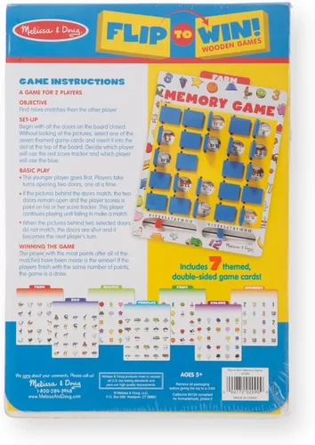Miniatura 9 de Juego de memoria para viajes Melissa & Doug Flip to Win, juego de mesa de madera, 7 tarjetas de doble cara