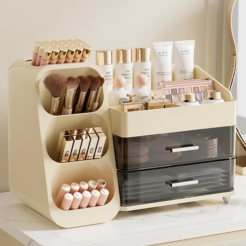 Miniatura 9 de Aveniee Organizador de maquillaje con cajones, gran organizador de encimera de baño para tocador, almacenamiento de cosméticos de escritorio