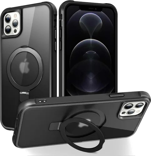 Miniatura 68 de SKYLMW – Funda compatible con iPhone 12 Pro Max y iPhone 13 Pro Max con soporte magnético invisible tipo anillo, fundas translúcidas para teléfonos