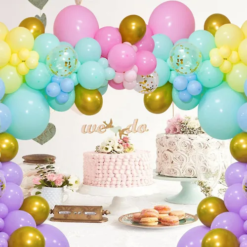 Miniatura 6 de Kit de Arco de Guirnalda de Globos Arcoíris de 219 Piezas Globos de Látex de Diferentes Tamaños Globos de Fiesta Pastel Surtidos Arco de Globos