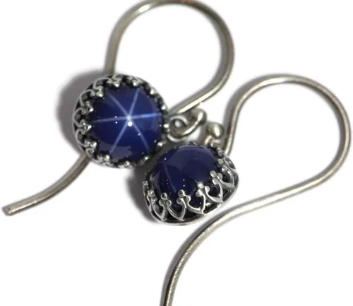 Miniatura 3 de Pendientes colgantes de corona de zafiro azul creado