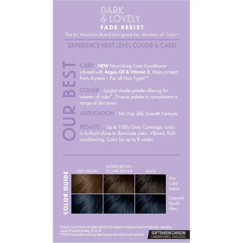 Miniatura 2 de SoftSheen-Carson Dark and Lovely Fade Resist - Tinte permanente y acondicionador para el cabello, de color intenso, azul medianoche 382