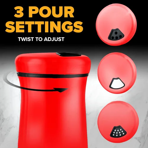 Miniatura 2 de The Original - Juego de saleros y pimenteros, dispensador de especias con agujeros ajustables para verter, color rojo, juego de 2 botellas de acero