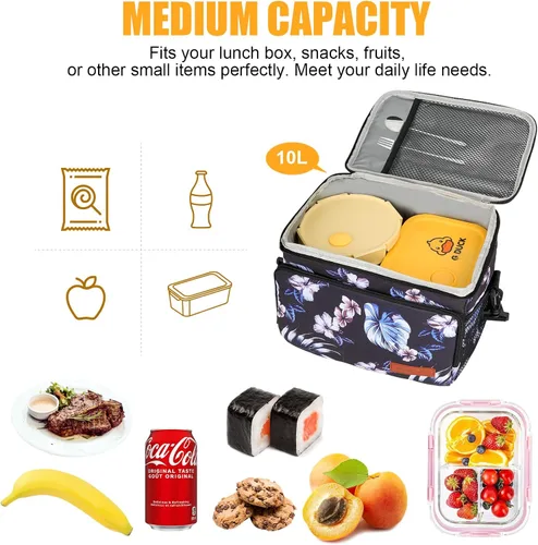 Miniatura 3 de Lonchera aislada para adultos, bolsa enfriadora a prueba de fugas de 10L con múltiples bolsillos, correa ajustable, ideal para el trabajo, la playa