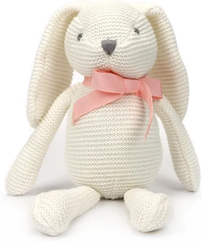Miniatura 15 de FLUFFYFUN Juguetes orgánicos para bebés, conejito gris, conejo de peluche, 7.1 pulgadas