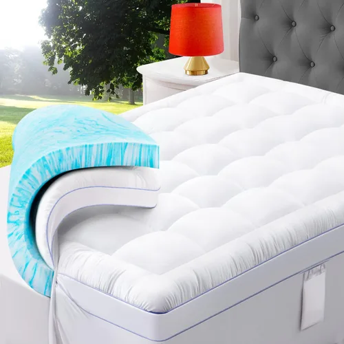 Miniatura 14 de ABENE Cubrecolchón de espuma viscoelástica de 3 pulgadas de doble capa para cama individual, almohada de 2 pulgadas de espuma viscoelástica más 1