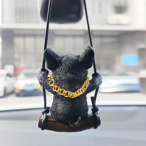 Miniatura 4 de Adorno colgante de coche con diseño de perro oscilante, lindo encanto de bulldog para decorar el auto para mujeres/hombres, pequeños regalos