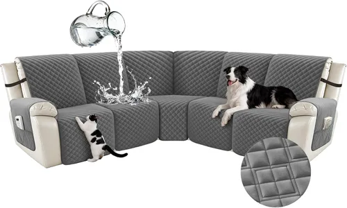Arfntevss - Fundas impermeables para sofá seccional reclinable en forma de L, funda antideslizante lavable para sofá reclinable, juego de fundas en
