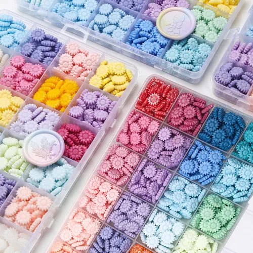 Miniatura 6 de 48 cuentas de sello de cera de color, 1400 cuentas de cera de sellado de girasol para manualidades, Navidad, Año Nuevo, invitaciones de boda