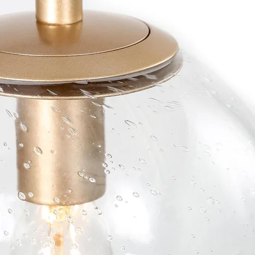 Miniatura 7 de Iluminación colgante dorada para isla de cocina, lámpara colgante moderna con pantalla de vidrio sembrado y cable transparente para vestíbulo