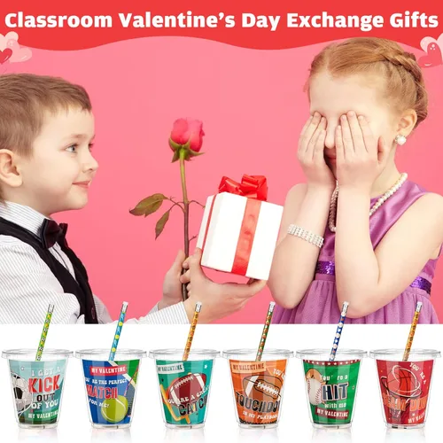 Miniatura 5 de Zonon 180 piezas de regalos para el día de San Valentín para niños, papelería de San Valentín con tarjetas, mini regalos para apretar y tazas