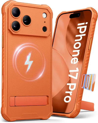 Miniatura 16 de Funda para iPhone 17 Pro, compatible con MagSafe, soporte integrado y botón de captura de control de cámara, protección de grado militar, funda Negro