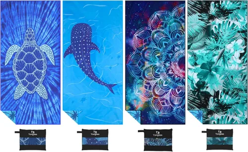 Miniatura 23 de Yongoes Paquete de 2 toallas de playa ligeras y delgadas de microfibra, sin arena, de secado rápido, súper absorbentes, toallas grandes