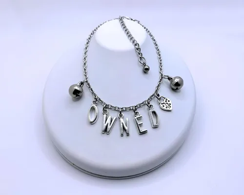 Miniatura 6 de Joyería de pulsera tobillera con dije de cerradura - BDSM Bondage, Acero inoxidable, Ágata