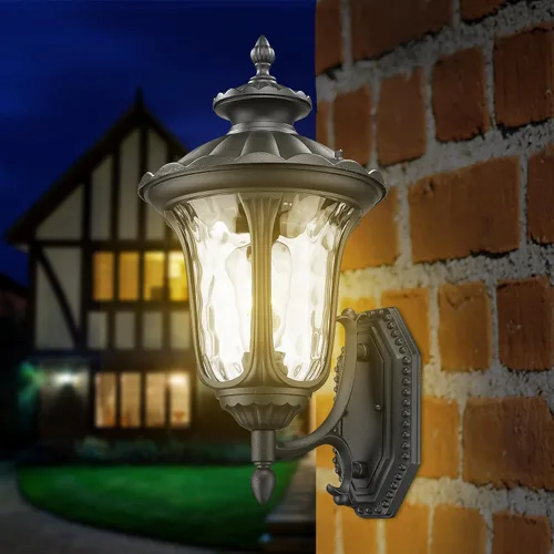 Miniatura 9 de Lámparas de pared para exteriores, faroles de pared exterior impermeables con vidrio ondulado Waer, apliques exteriores, luces de porche delantero