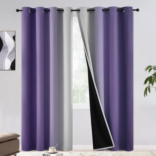 Miniatura 30 de COSVIYA - Cortinas 100% opacas y visillos con ombre, cortinas negras de 63 pulgadas de largo, 2 paneles, cortinas de oscurecimiento total