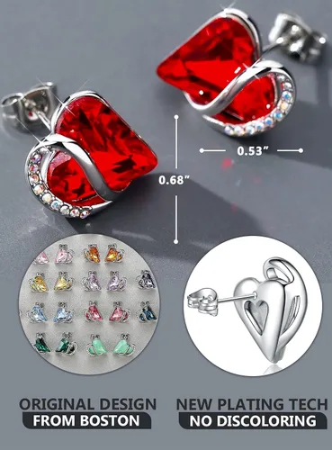 Miniatura 2 de Leafael - Aretes de cristal con forma de corazón infinito para mujer, aretes de moda en tono plateado, regalos para mujer, aretes