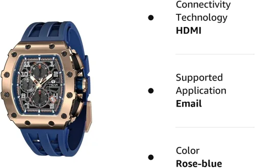 Miniatura 7 de TSAR BOMBA Relojes de lujo para hombre, Tonneau cuadrado, cristal de zafiro, movimiento de cuarzo japonés, 164.0ft, resistente al agua, diseño