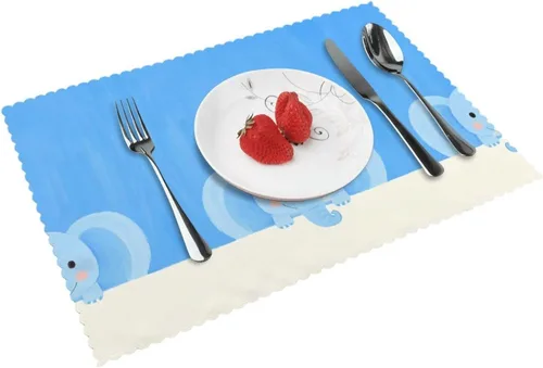 Miniatura 17 de Rectangular Placemats Set of 4, Heat Resistant Aurora Printed Kitchen Dining Table Mats