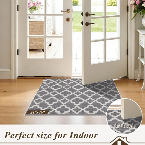 Miniatura 2 de U'Artlines Tapete para puerta de interior de 2 x 3 pies, antideslizante, lavable, resistente a la suciedad, absorbente, de bajo perfil, para puerta