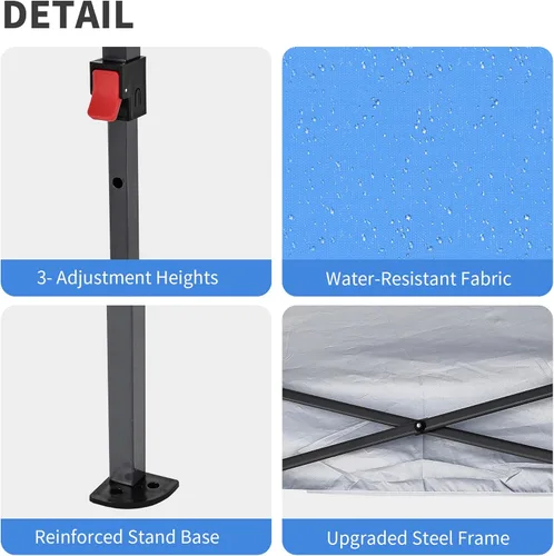 Miniatura 7 de GDY Tienda de campaña desplegable de 10 x 10 pies, gazebo para exteriores con 4 bolsas de arena, toldo fácil de instalar con 3 alturas ajustables
