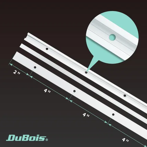 Miniatura 3 de DuBois 51011 - Pista en T universal de perfil de doble corte de 36 pulgadas con agujeros de montaje preperforados, paquete de 2, riel en T