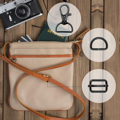Miniatura 6 de 56 anillos en D para bolsa, bolsa, accesorios para hacer bolsas, hebillas y manualidades (negro, 0.98 pulgadas)