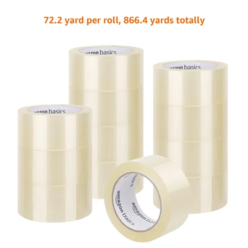 Miniatura 2 de Amazon Basics Cinta de embalaje, 1.88 pulgadas x 72.2 yardas, 1.8 mil de grosor (12 rollos), transparente, ideal para embalaje, envío, mudanza