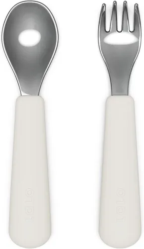 Miniatura 9 de Lalo Utensils - Juego de tenedor y cuchara para niños pequeños - Utensilios ergonómicos para niños pequeños de acero inoxidable y silicona - Juego