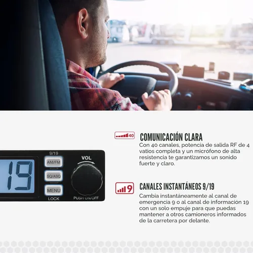 Miniatura 4 de Cobra 19 MINI AM/FM Radio CB Recreacional - Modo Dual AM/FM, 40 Canales, Esenciales de Viaje, Temporizador de Tiempo Libre, VOX, Auto Squelch, Auto