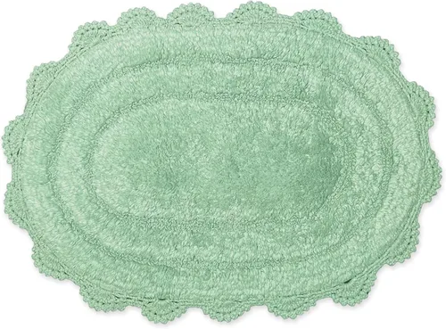 Miniatura 36 de Chardin home Alfombra de baño de ganchillo beige, alfombra de baño ovalada 100% algodón con borde de ganchillo artesanal hecho a mano, alfombra