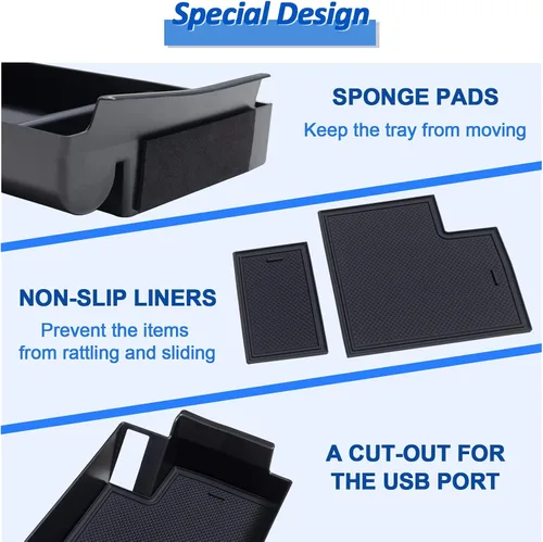 Miniatura 4 de TOPINSTALL Organizador de consola compatible con Toyota Sienna 2021-2026, caja de reposabrazos, centro de almacenamiento secundario, bandeja