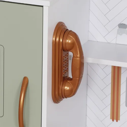 Miniatura 8 de TOUCH US Juego de juguetes de cocina de madera con luz, juego de cocina de juguete de simulación para niños, horno de juguete para fregadero