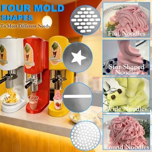 Miniatura 2 de Electric Ice Cream Machine - Commercial Pasta & Fruit Ice Cream Press with 4 Molds - 30L/Hour Output, Perfect for Restaurants, Bars, and Gourmet
