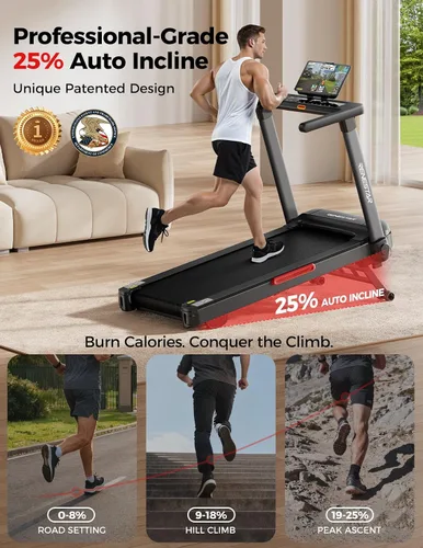 Miniatura 2 de Renestar Treadmill for Home with 25% Auto Incline - 8.5MPH Max Speed, Extra Large LED Touchscreen, 300LBS Capacity, 3.5HP Home Office Treadmills for