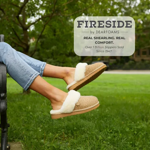 Miniatura 35 de Dearfoams Fireside Sydney Pantuflas anchas de piel de oveja para mujer, para interiores y exteriores