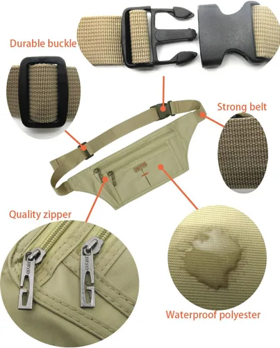 Miniatura 47 de Bolsa de cintura ultrafino con ranuras c/visualización para tarjeta de crédito, para deportes, aire libre, correr, caminar, viajes.