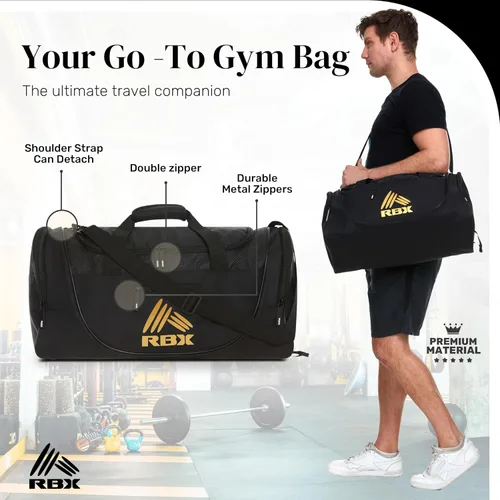Miniatura 5 de RBX Bolsas de gimnasio para hombres, pequeña bolsa de gimnasio para mujeres con compartimento para zapatos, bolsa de lona para viajes, bolsa