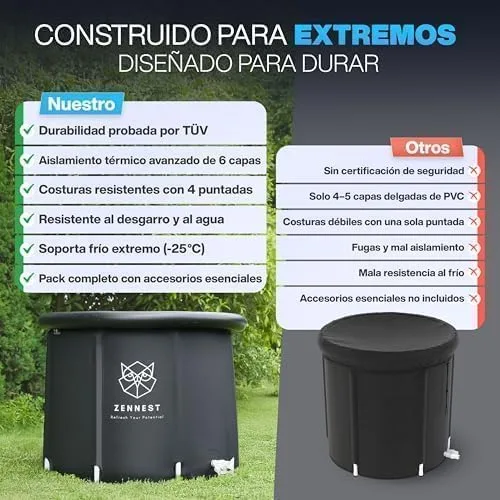 Miniatura 3 de Bañera de hielo mejorada de 90 galones para atletas, bañera fría de ingeniería estadounidense para exteriores, bañeras de hielo inflables aisladas